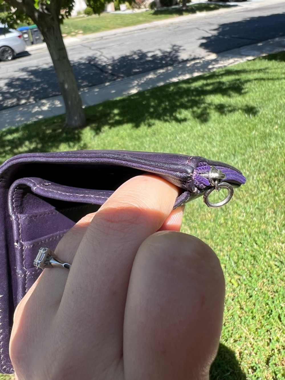 Vintage Coach Small Leather Wallet in Deep Purple with Silver Zipper 6911 - Picture 10 of 11